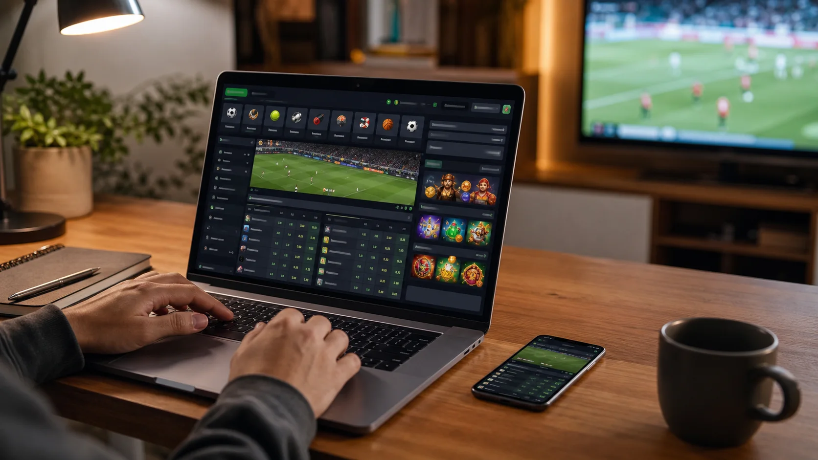 Plataforma duelbits em notebook e celular com apostas esportivas e cassino online